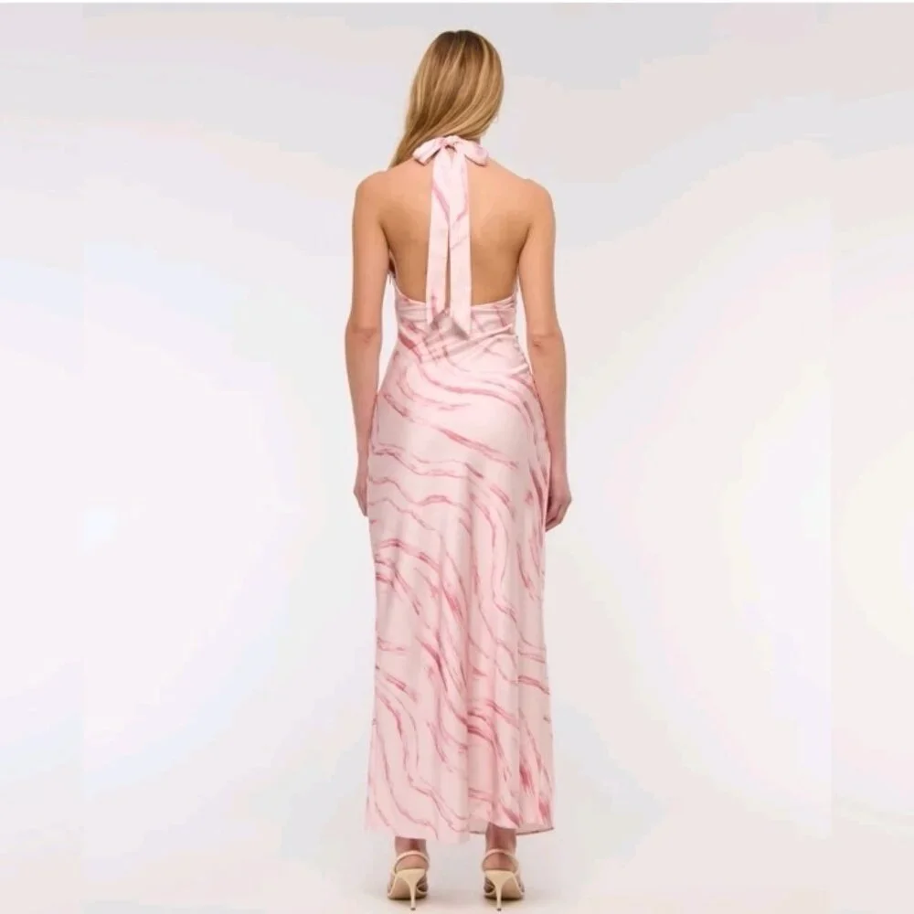 Abercrombie & Fitch Julia Pink Halter Maxi Slip Dress Size Lg Pet